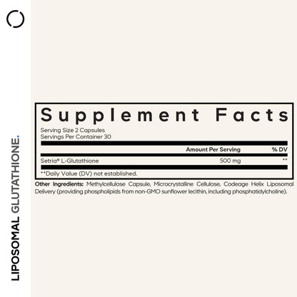 Codeage Liposomal Glutathione Supplement - Pure Reduced Setria L-Glutathione, Liposomal Delivery, Phospholipid Complex - Encapsulated Glutathione Powder Pills