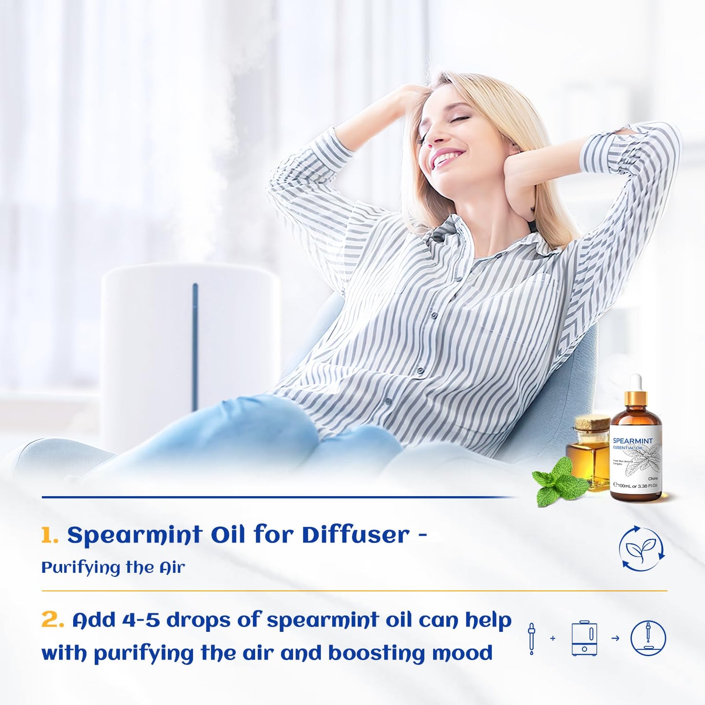 HIQILI 100ML Spearmint Essential Oil for Skin Care -100% Pure Treatment Grade - 3.38 Fl Oz. HIQILIBuy Supplements Australia