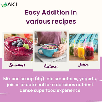 AKI Maqui Berry Extract Powder – Wild Harvested from Patagonia, High in Anthocyanins & Polyphenols, Freeze-Dried Superfruit for Smoothies, Non-GMO, Vegan, 150g/ 5.3 oz AKI ORGANICBuy Supplements Australia