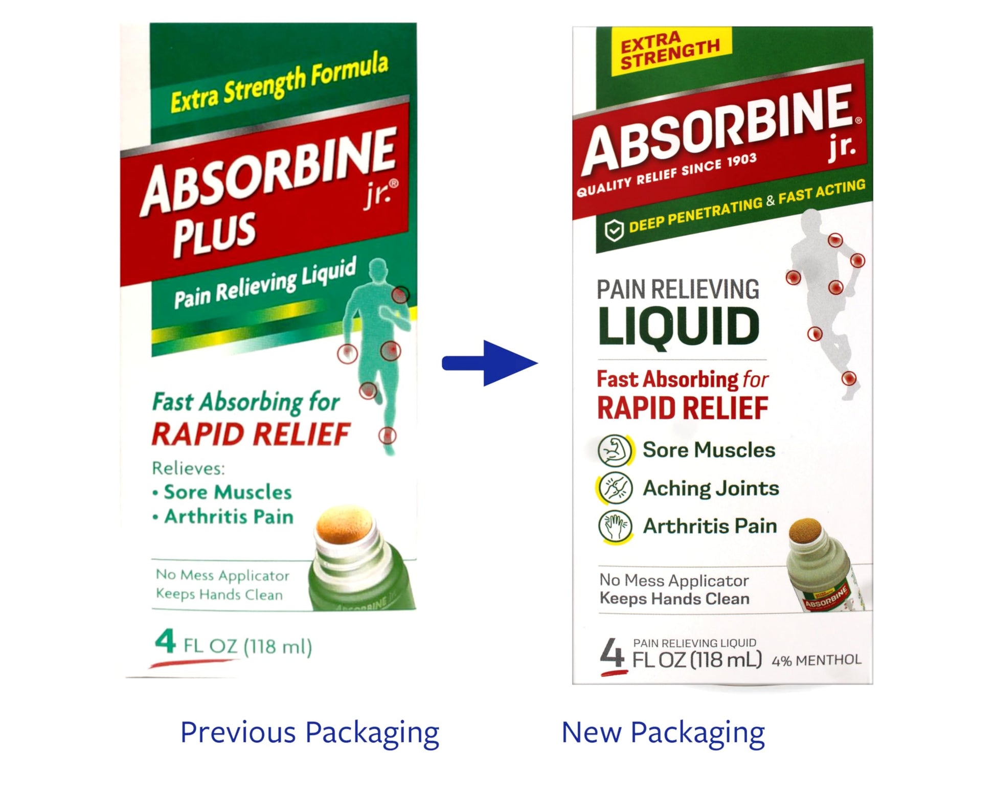 ABSORBINE JR. Extra Strength Pain Relieving Liquid, for Muscle, Joints, Arthritis Pain, with No-Mess Applicator, 4 Oz - 3 Pack AbsorbineBuy Supplements Australia