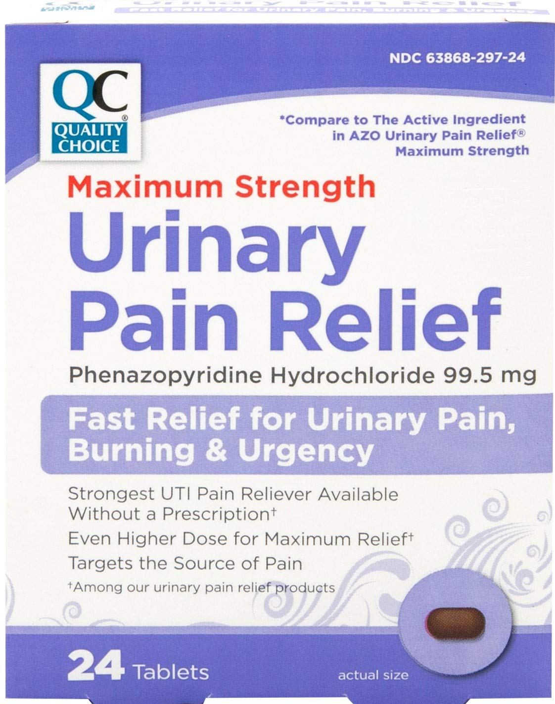 Quality Choice Max Strength Urinary Pain Relief, Maximum Strength Fast Relief of UTI Pain, Burning, and Feeling of Urgency to Pee, 24 Count Package of Tablets Quality ChoiceBuy Supplements Australia