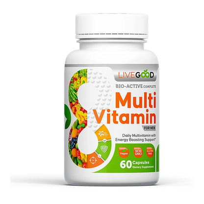 LiveGood Bio-Active Complete Multivitamin for Men, Daily Men’s Multi with 24 Essential Vitamins and Minerals for Energy, Immunity LIVEGOODBuy Supplements Australia