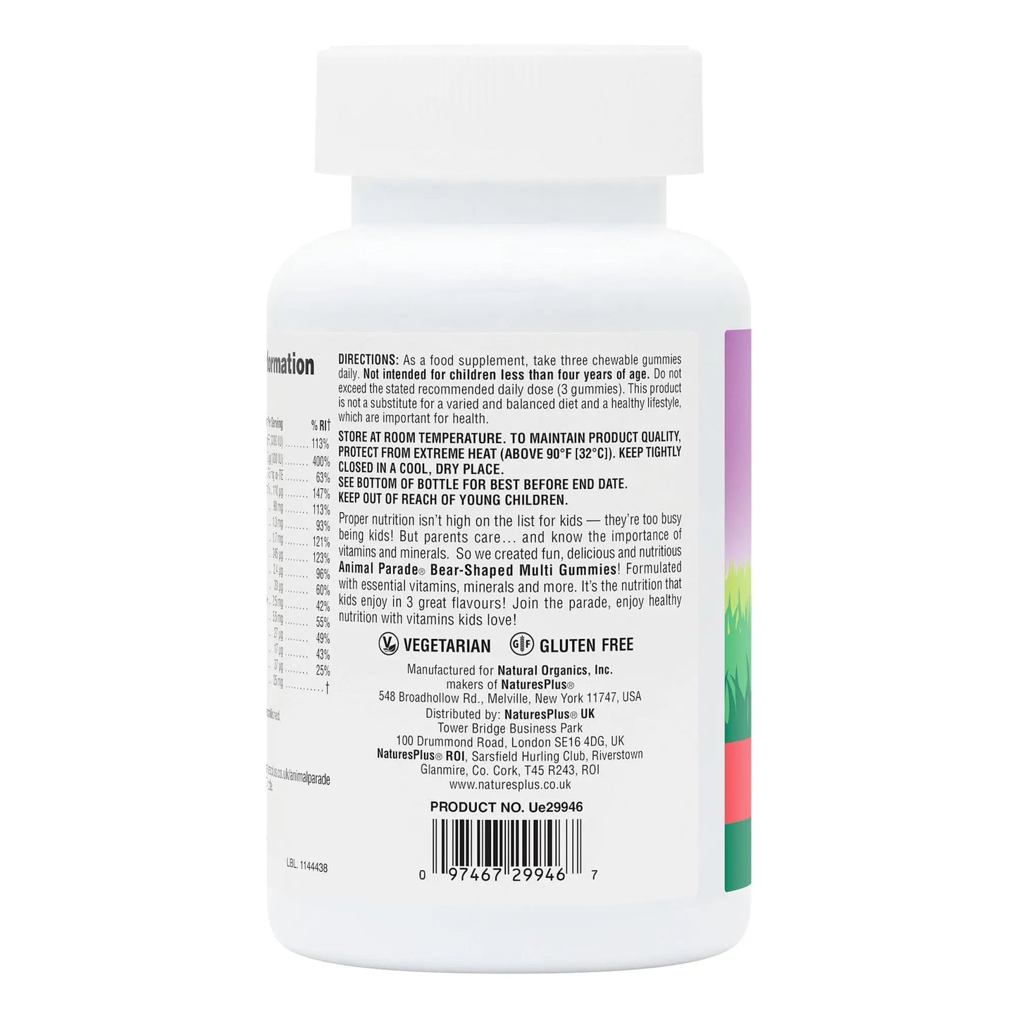 NaturesPlus Animal Parade Multivitamin Children's Gummies - 90 Count - Assorted Cherry, Grape & Orange Flavors NaturesPlus