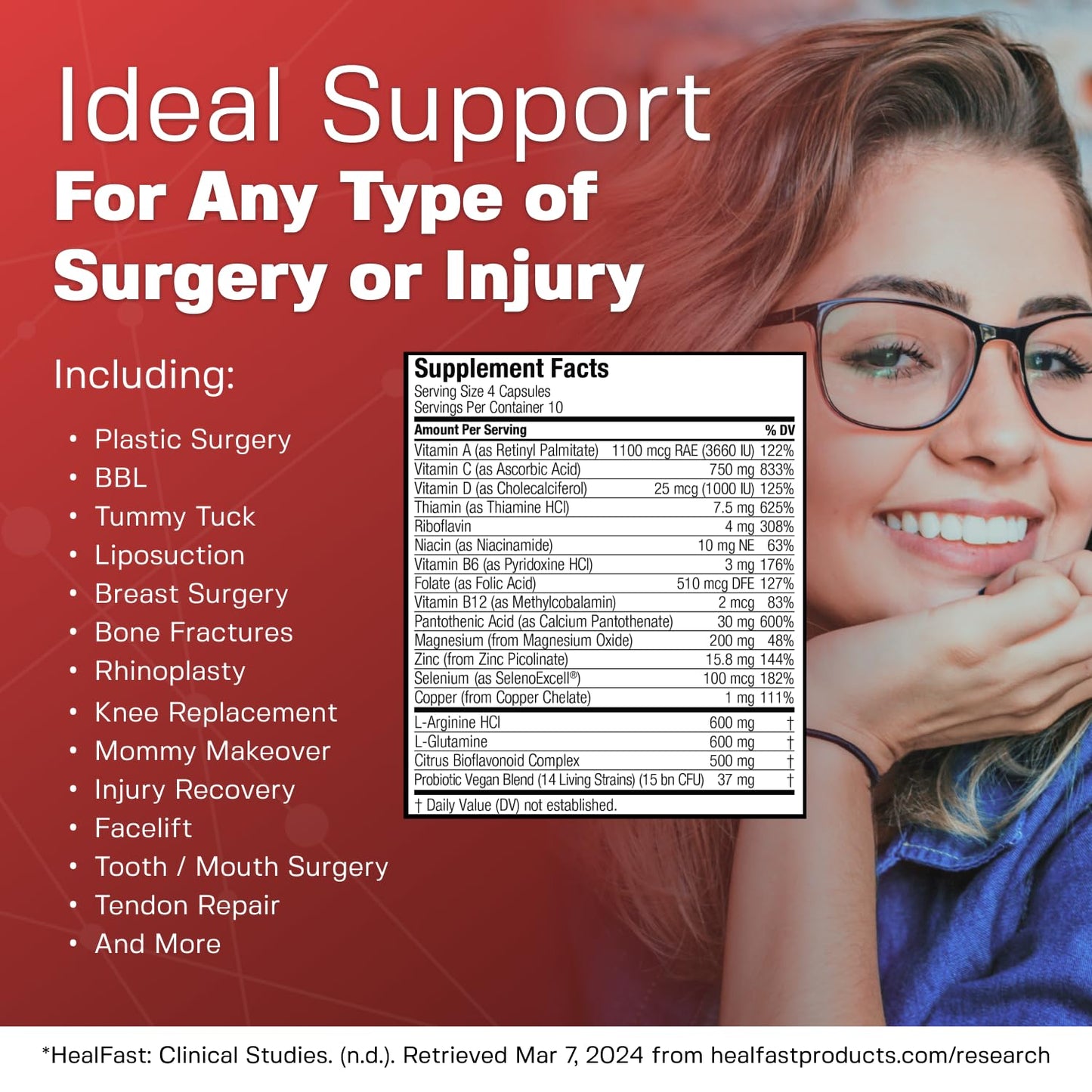 HealFast Surgery & Injury Recovery Supplement (Pre-Op): Quercetin, Probiotics Supplement for Wound, Liposuction, Tummy Tuck, and BBL Post Surgery Supplies HealFastBuy Supplements Australia