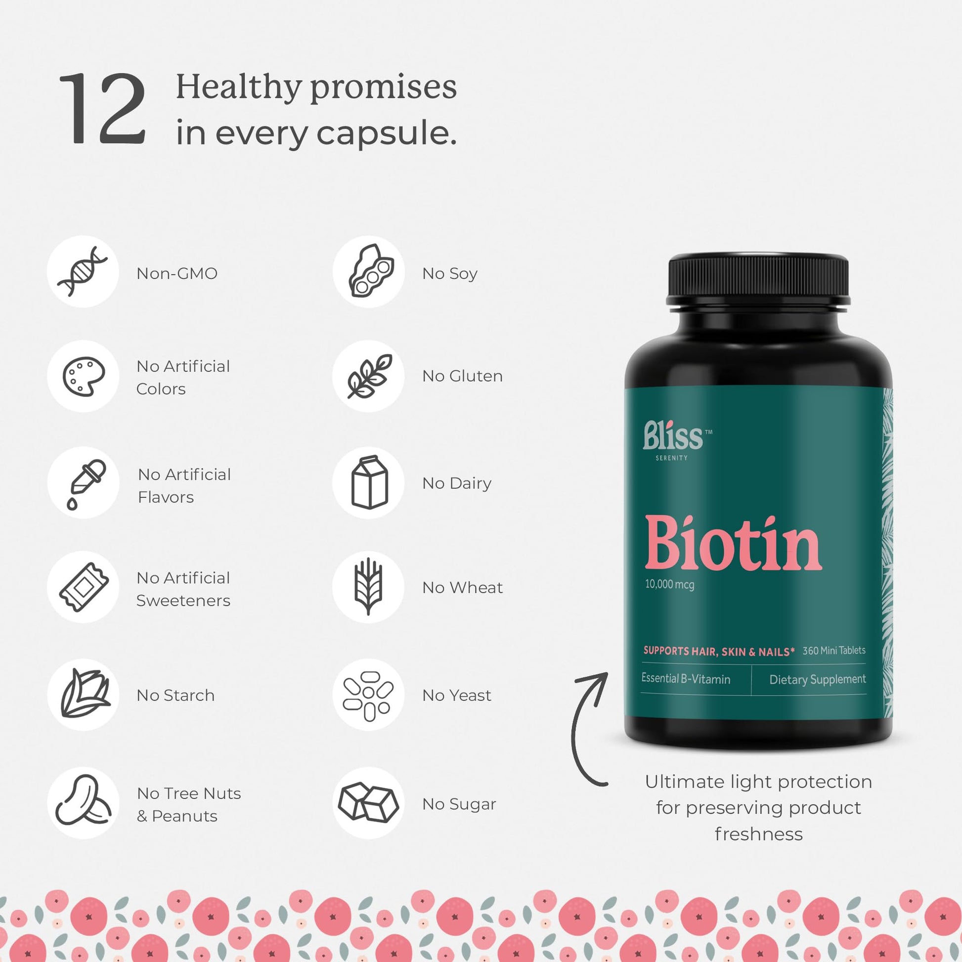 Bliss Serenity Biotin 10000mcg - Max Strength Biotin Supplement - Hair Skin and Nails Vitamins Bliss SerenityBuy Supplements Australia