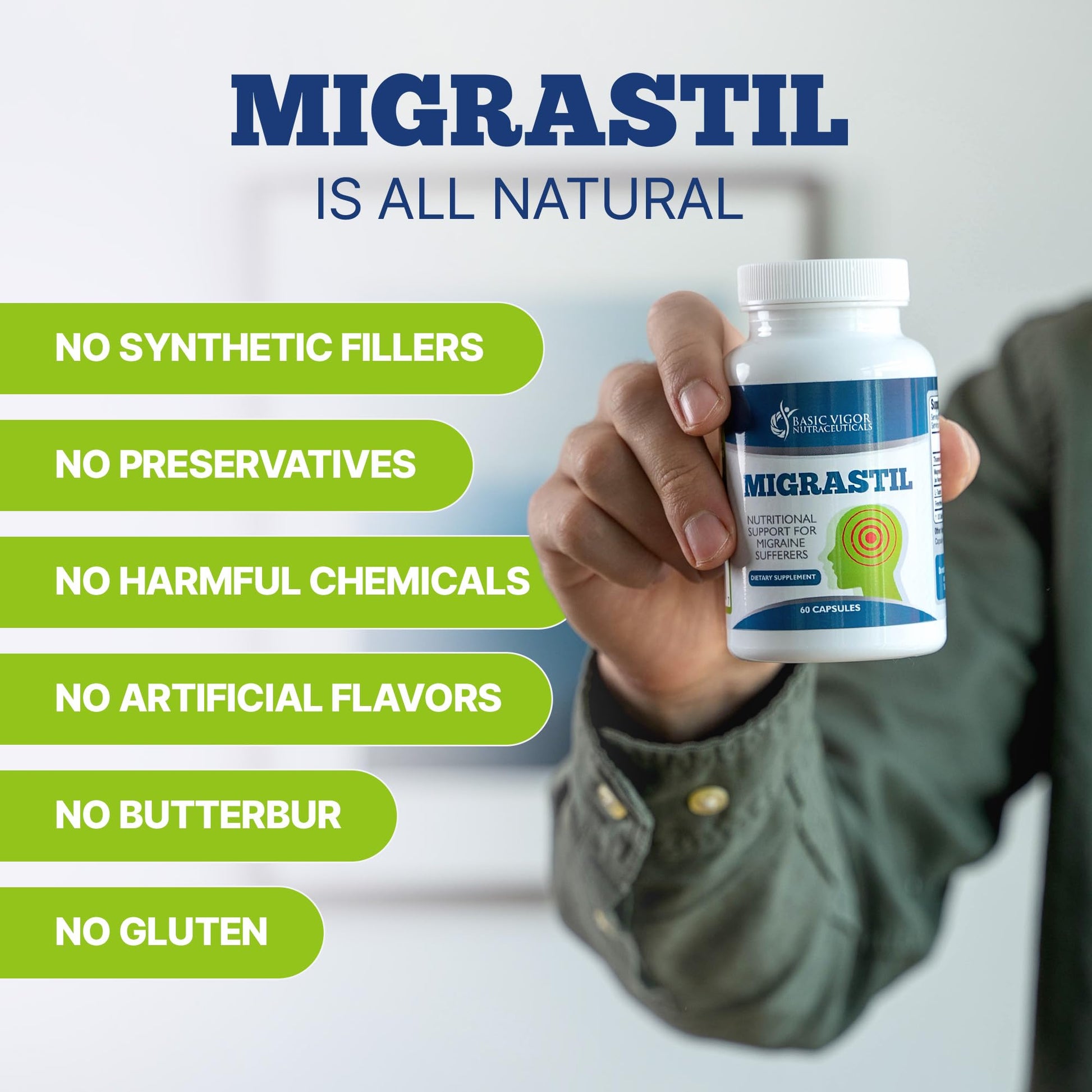 Basic Vigor Migrastil Migraine Support Capsules. Feverfew, Magnesium, Taurine & Vitamin B1 for Migraines Natural Supplement. Made in The USA. Vegan and Gluten Free. Basic VigorBuy Supplements Australia