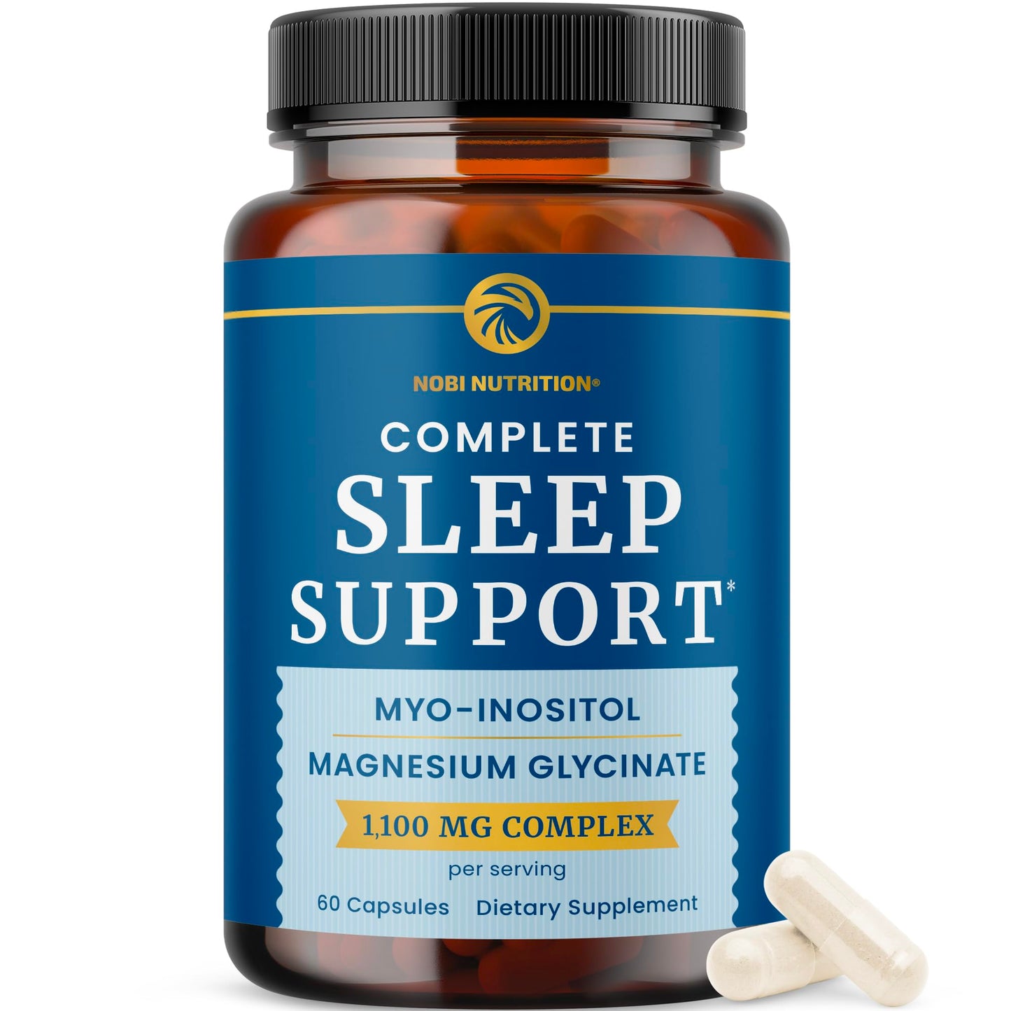 Complete Sleep Support | Myo Inositol + Magnesium Glycinate | Restful Sleep & Relaxation Support | 1100MG Complex | Melatonin-Free, Non-GMO | Inositol Supplement with Magnesium-Glycinate | 60 Ct Nobi NutritionBuy Supplements Australia