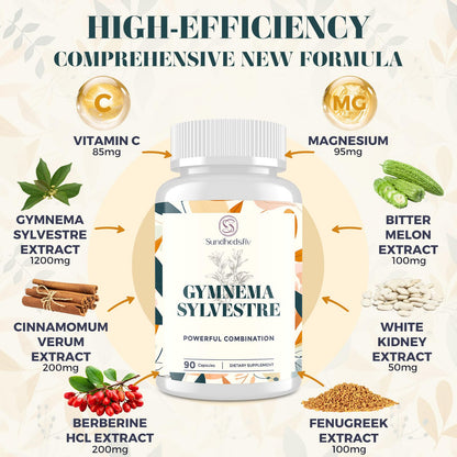 Sundhedsliv 16 in 1 Blxxd Sugr Effective Gymnema Sylvestre Supplement 2100MG | with Berberine, Cinnamon, Bitter Melon | Vitamins, Magnesium & Chromium | 90 Vegan Capsules SundhedslivBuy Supplements Australia