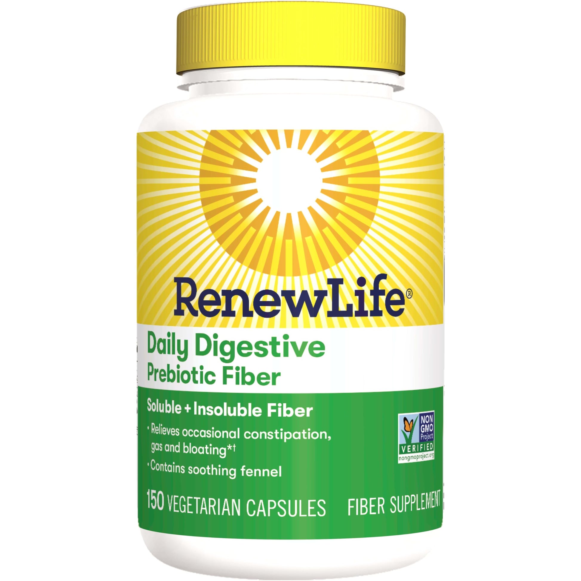 Renew Life Adult Daily Digestive Prebiotic Fiber, 150 Vegetarian Capsules 