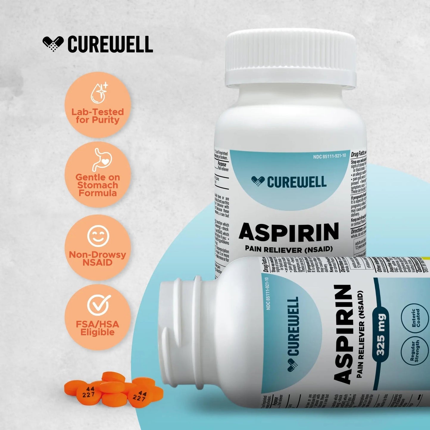 CUREWELL Enteric Coated Aspirin Tablets 325mg (1000 Count) NSAID Pain Reliever & Fever Reducer Coated Aspirin for Adults - Regular Strength for Headache Arthritis Menstrual & Muscle Pain CUREWELLBuy Supplements Australia