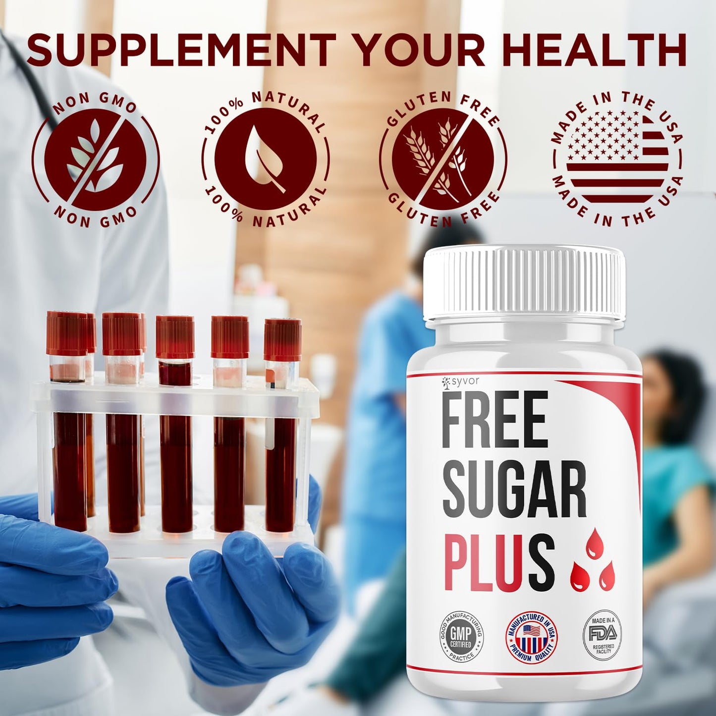 Free Sugar Plus Capsules, Official FreeSugar Plus Blood Health Support Pills With All Natural Ingredients, Free Sugar Plus Advanced Wellness Support with Premium Vitamins for Women & Men (60 Capsules) SyvorBuy Supplements Australia
