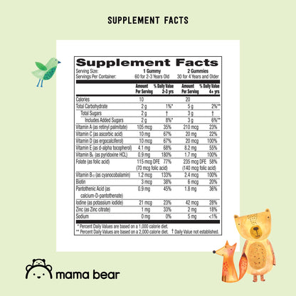 Amazon Brand - Mama Bear Organic Kids Multivitamin, 60 Gummies, 1 Month Supply (Packaging May Vary), Berry, Cherry & Orange Mama BearBuy Supplements Australia