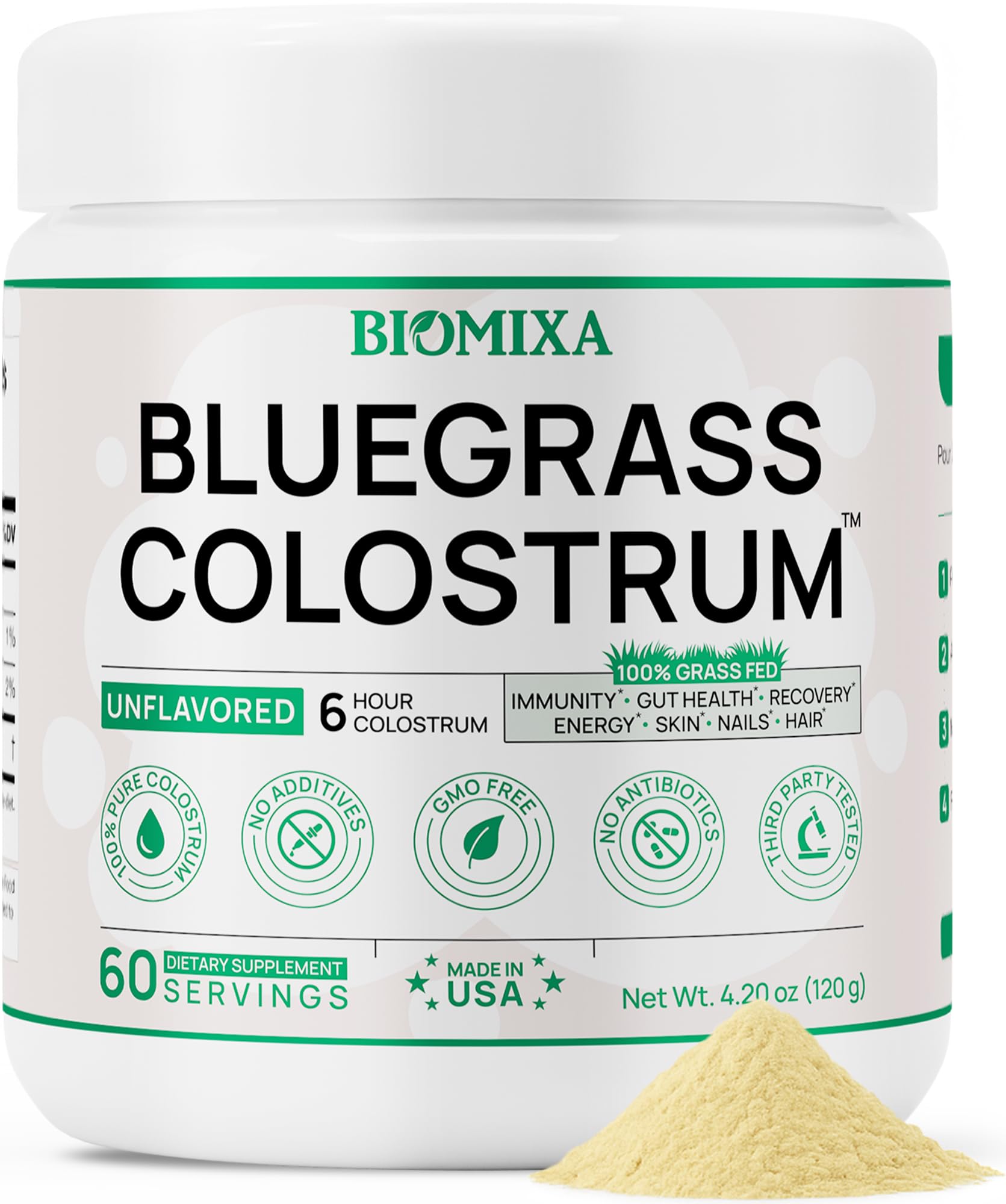 Bovine Colostrum Supplement - 100% Pure Whole Colostrum Powder - Grass-Fed, Unflavored, No Additives, Gut & Immune Support, Natural IgG, 60 Servings - Made in USA Bluegrass ColostrumBuy Supplements Australia