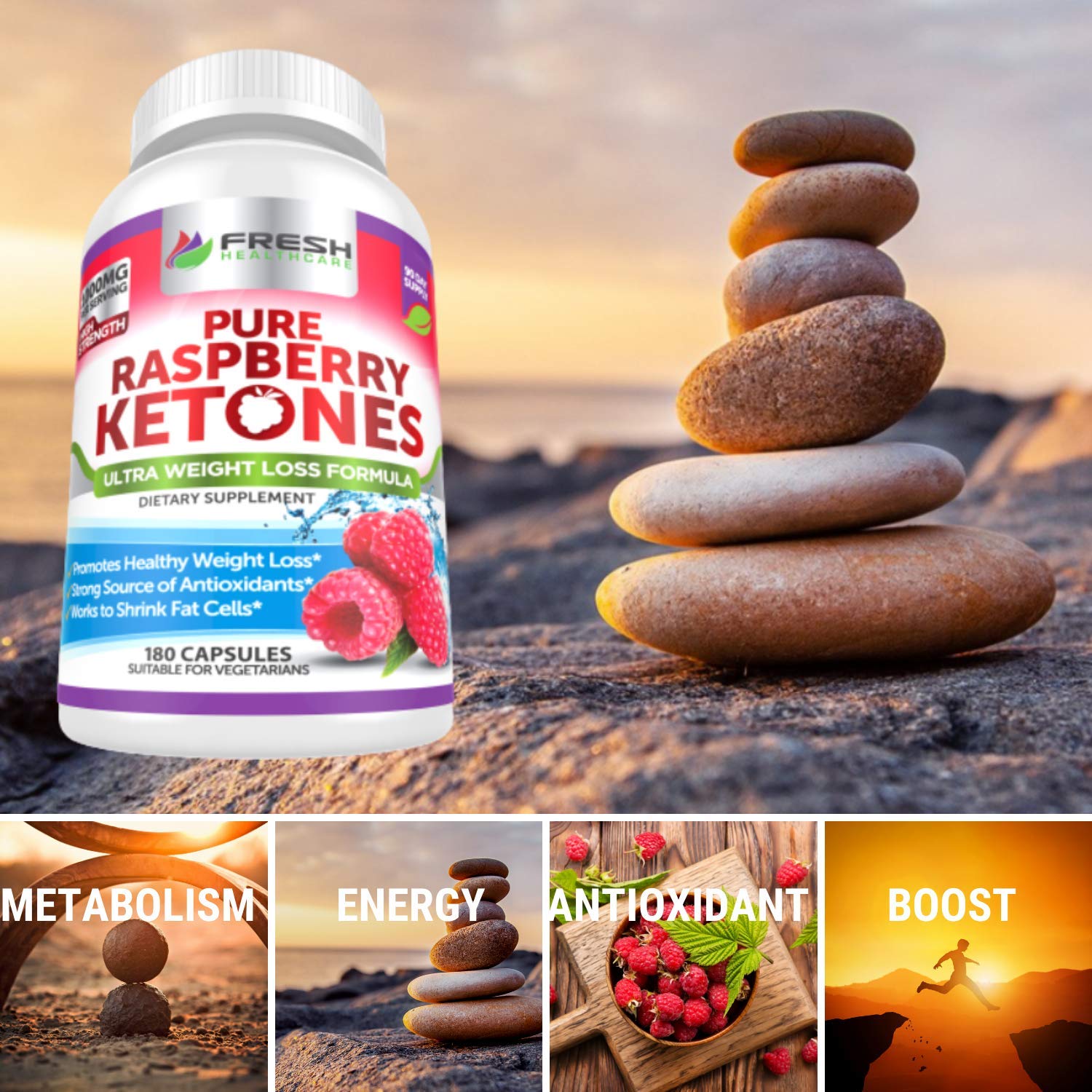 FRESH HEALTHCARE Pure 100% Raspberry Ketones Max 1000mg Per Serving - 3 Month FRESH HEALTHCAREBuy Supplements Australia