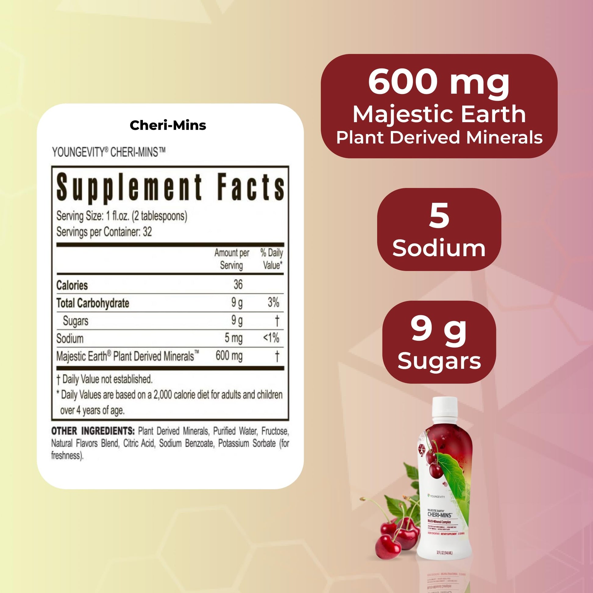 Youngevity Cheri-Mins™ Plant Derived Liquid Minerals - Great Tasting Formula - 77+ Natural Unaltered Trace Minerals - Colloidal Form Humic Shale (32 Fl Oz) YoungevityBuy Supplements Australia