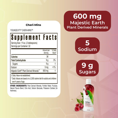 Youngevity Cheri-Mins™ Plant Derived Liquid Minerals - Great Tasting Formula - 77+ Natural Unaltered Trace Minerals - Colloidal Form Humic Shale (32 Fl Oz) YoungevityBuy Supplements Australia