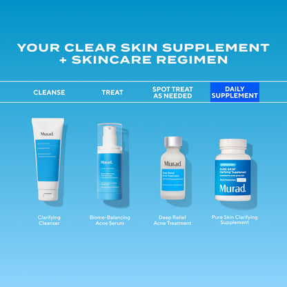 Murad Pure Skin Acne Supplements – 60 Tablets – Clear Skin Support with Blend of Vitamin A & B6, Zinc, Amino Acids, & Burdock Root – Promotes Healthy Skin, Oil Balance, Gut Health & Stress Relief MuradBuy Supplements Australia