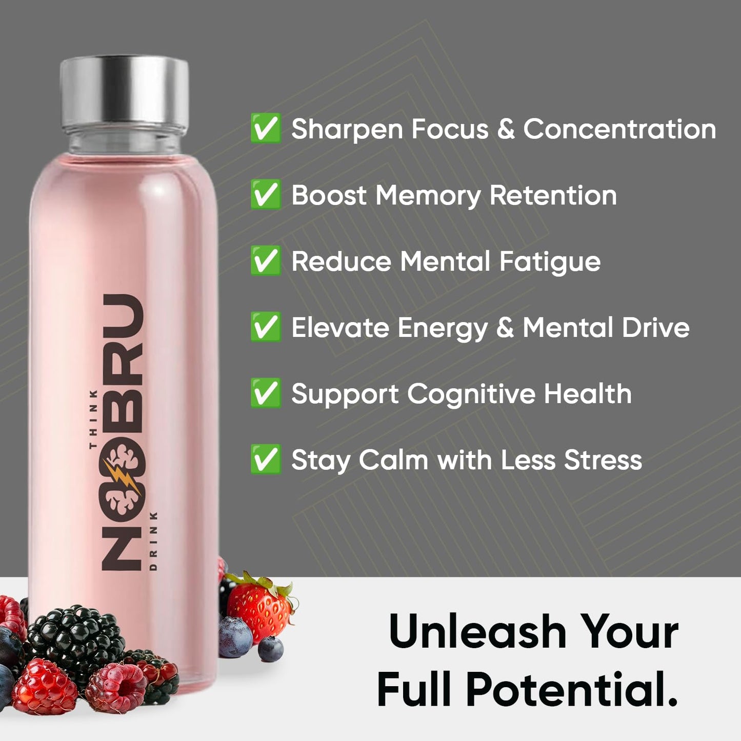 Noobru™ Pro - Brain & Nootropic Supplement for Cognitive Performance, Mental Clarity, and Focus - Precision-Formulated Drink with 17 Research-Backed Ingredients - 20 Servings NoobruBuy Supplements Australia