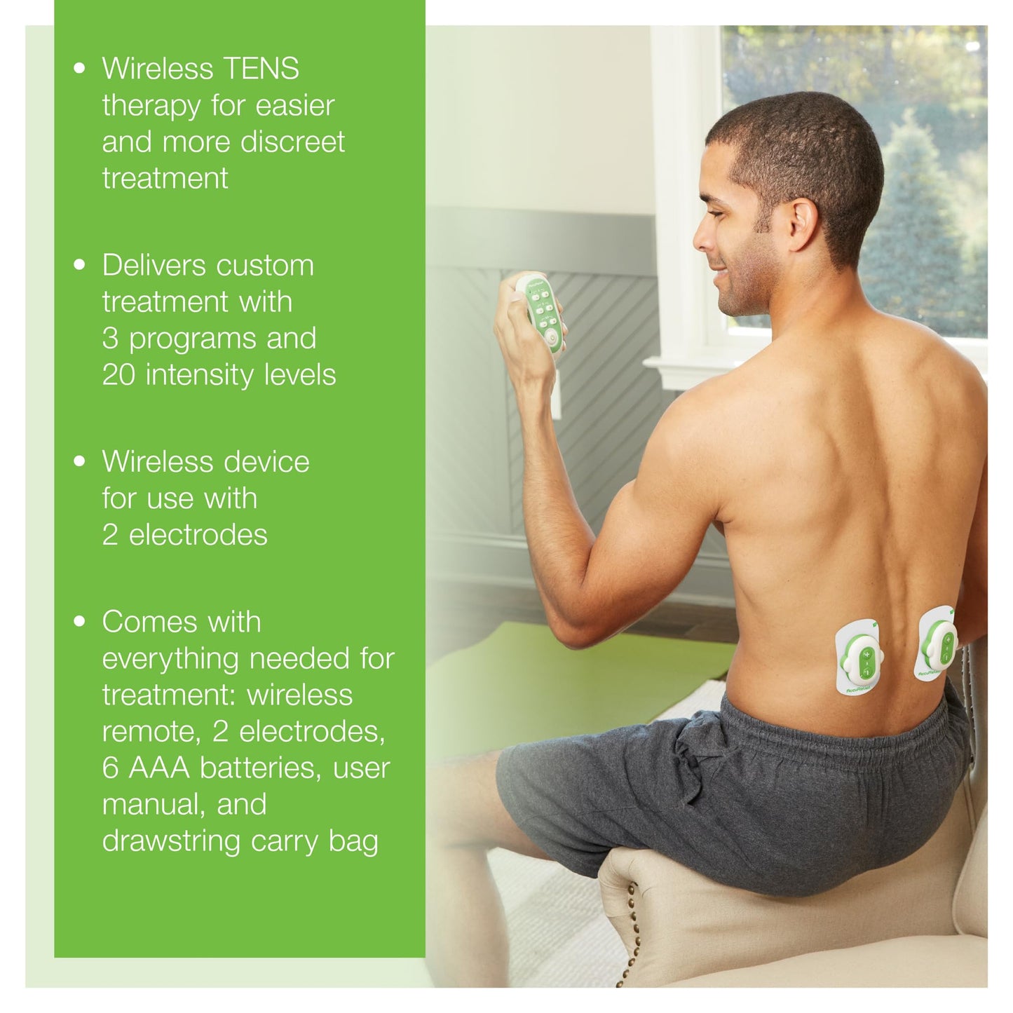 AccuRelief Wireless TENS Unit with Remote Control, TENS Pain Relief Device and Muscle Stimulator, for Back Pain, Neck Pain, Arm and Leg Pain AccuReliefBuy Supplements Australia