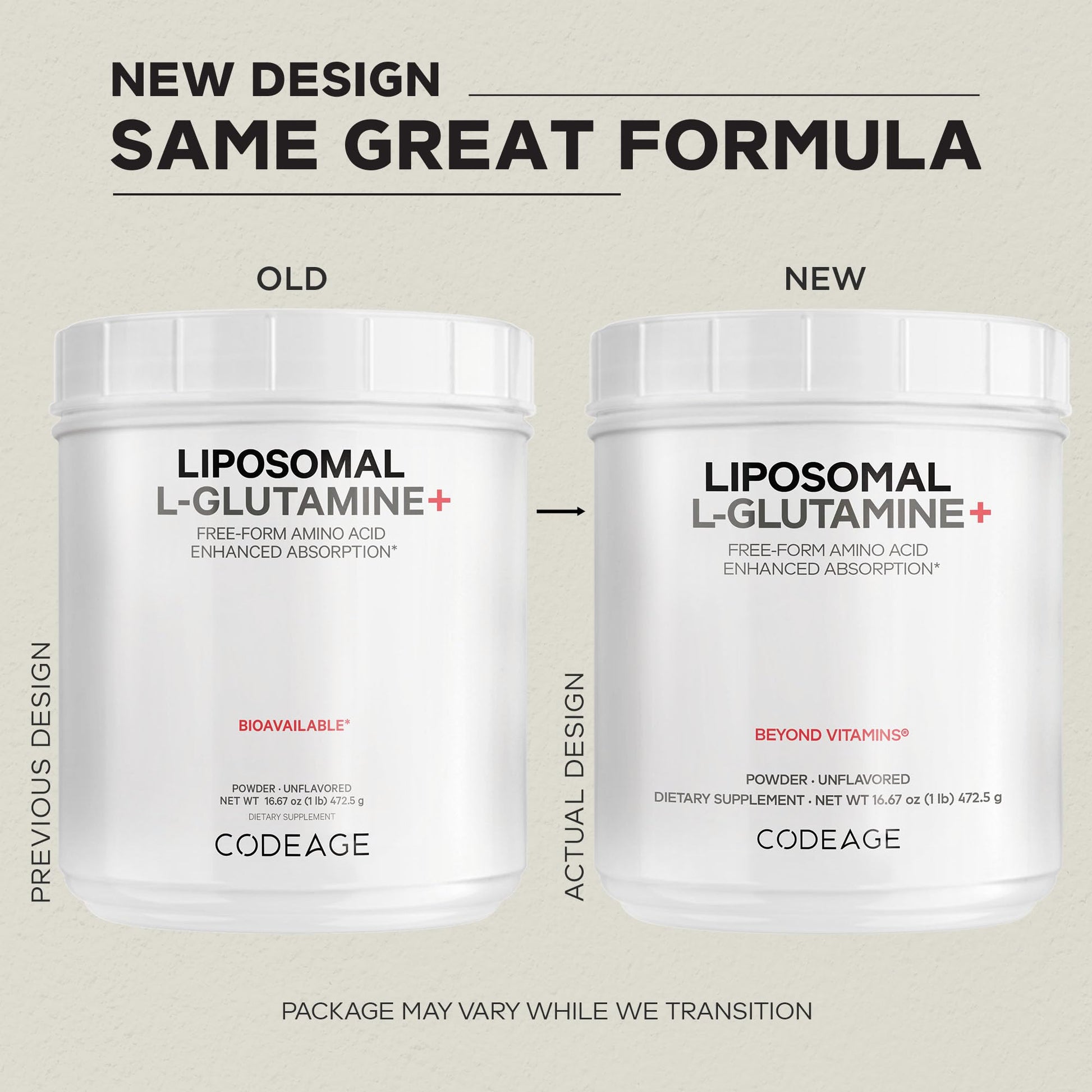 Codeage Liposomal L-Glutamine Powder - High-Potency L-Glutamine 5,000 mg per Serving - 3-Month Supply - Liposomal Delivery, Free-Form Amino Acid, Unflavored Glutamine - Non-GMO Gluten-Free - 16.67 oz CodeageBuy Supplements Australia