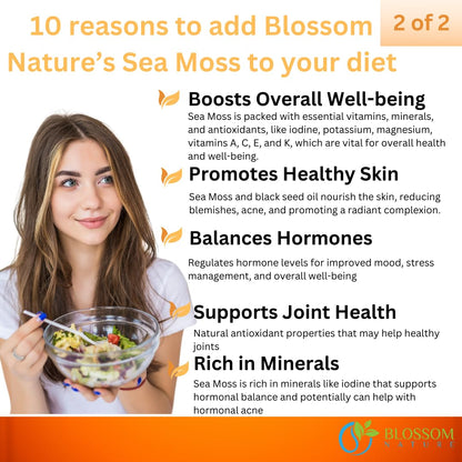 10-in-1 Irish Sea Moss Veggie Caps 3000mg Black Seed Oil Ashwagandha Bladderwrack Burdock Turmeric Apple Cider Vinegar Manuka Honey Dandelion Black Pepper - Made in US(Veggie Caps, Unflavored) Blossom NatureBuy Supplements Australia