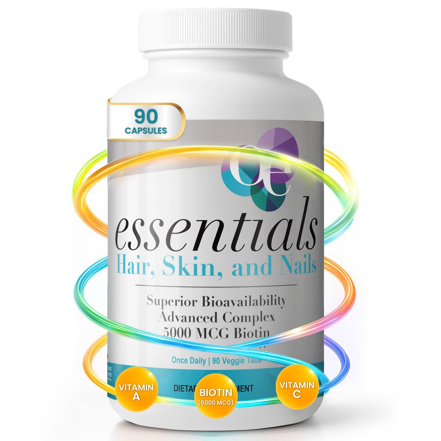 Organic Excellence Hair, Skin and Nails Vitamins for Women & Men – Biotin Supplement 5000 mcg– Hyaluronic Acid - Supports Healthy Hair Growth, Radiant Skin & Strong Nails, 3 Month Supply (90 Tablets) Organic ExcellenceBuy Supplements Australia