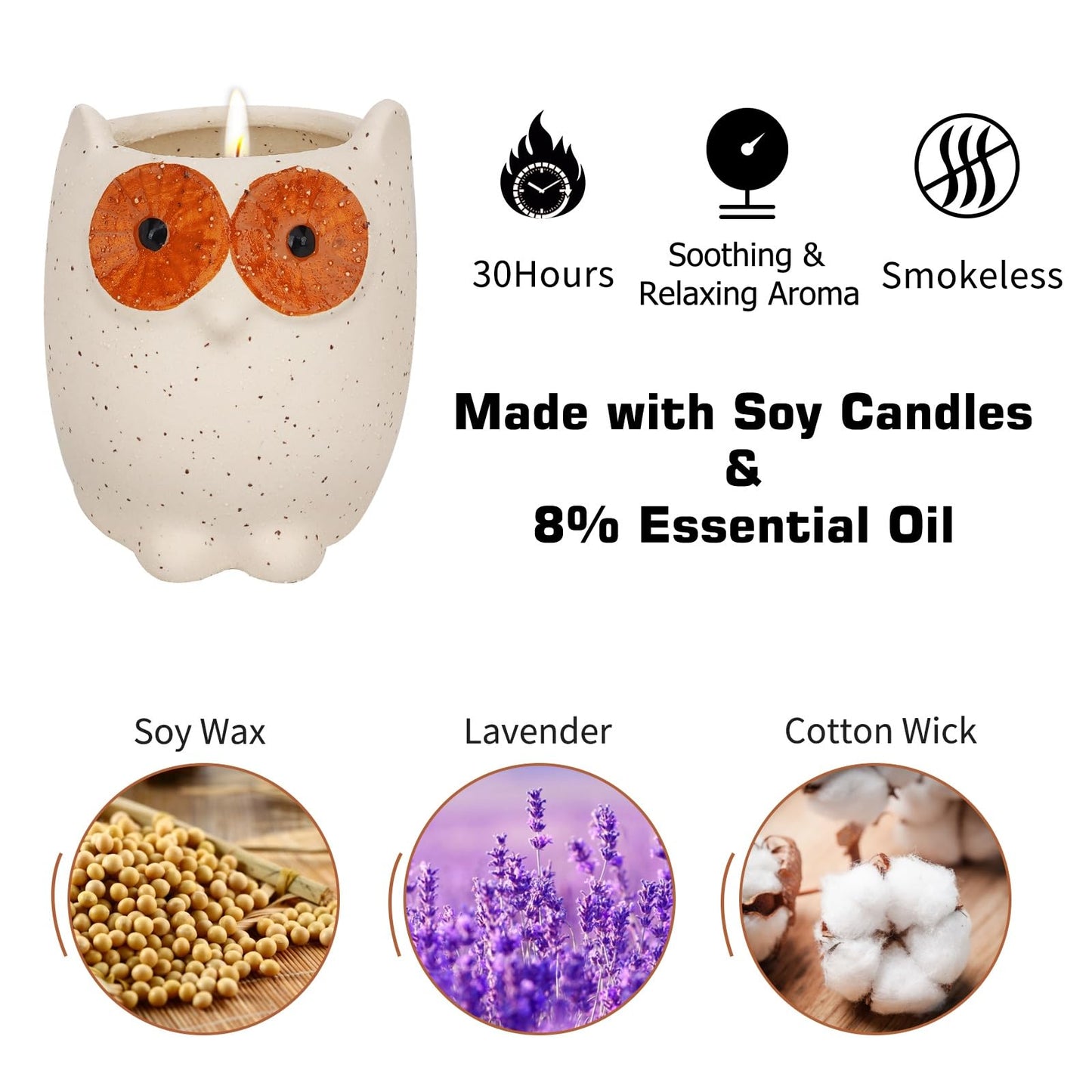 ETAKISH Lavender Scented Candle Gifts for Women, Cute Owl Highly Scented Aromatherapy Candle ETAKISHBuy Supplements Australia