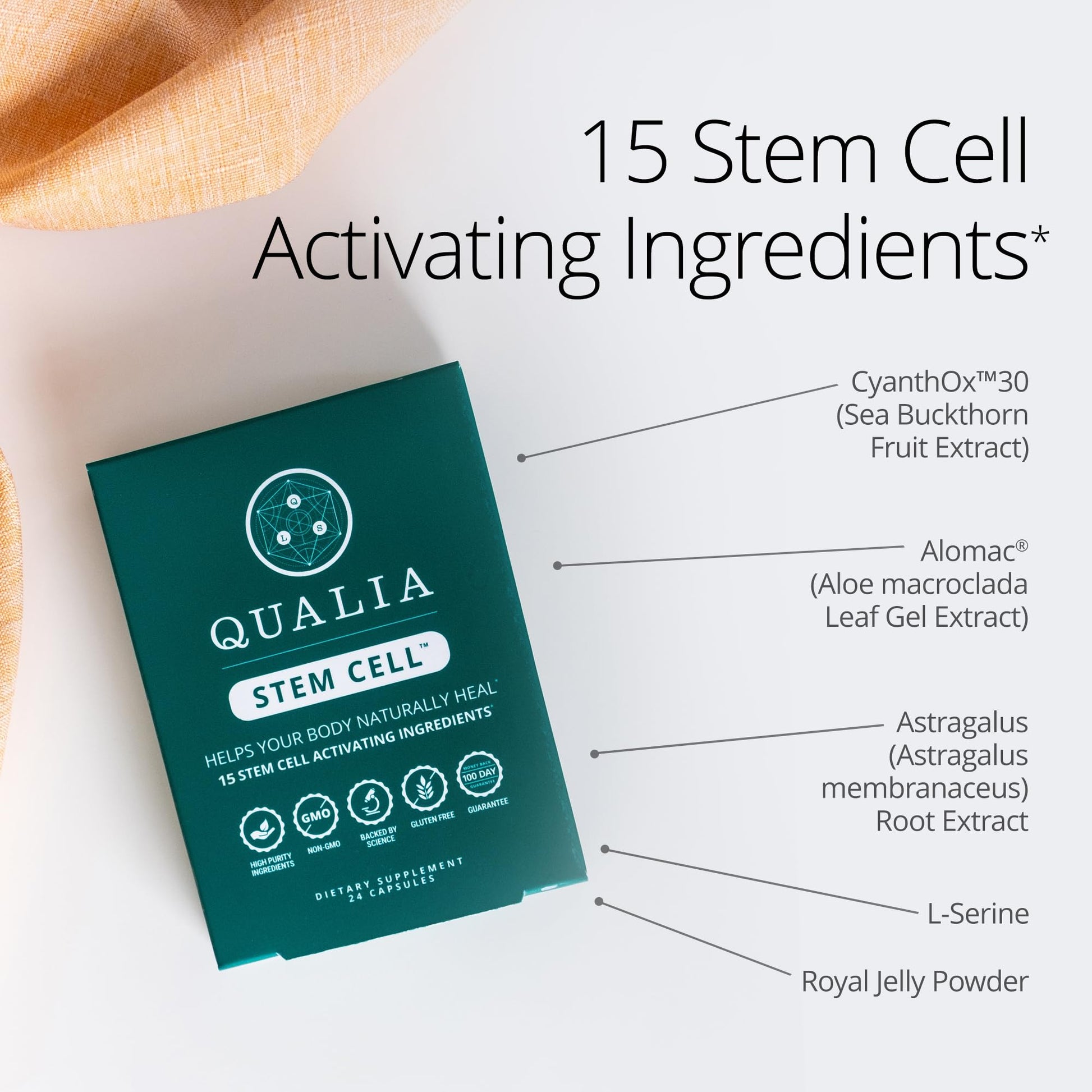 Qualia Stem Cell — Stem Cell Supplement Support with Royal Jelly, Astragalus & Sea Buckthorn | 16 Ingredients | 4 Days a Month | Helps Body Naturally heal* QUALIA LIFE SCIENCESBuy Supplements Australia