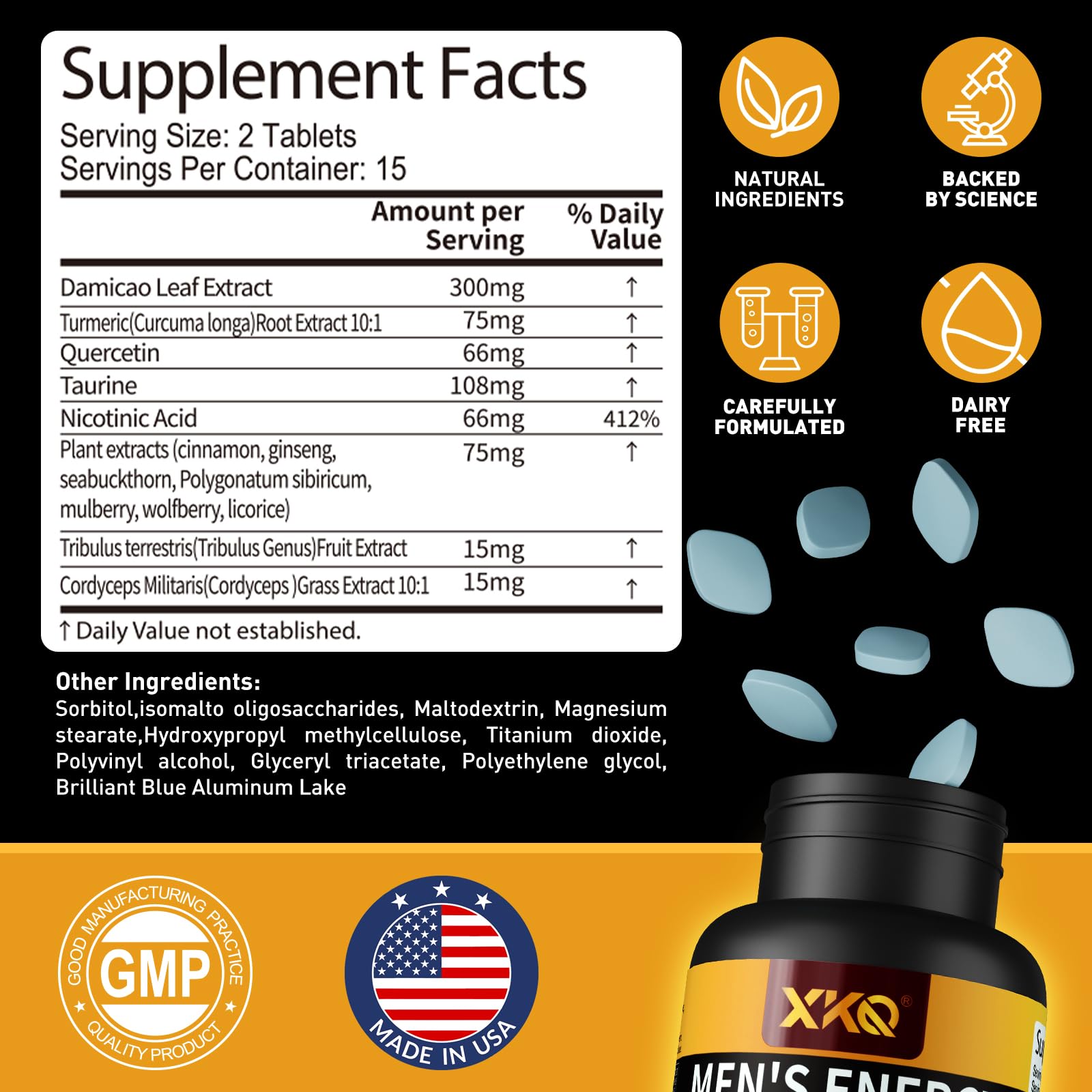 XKQ Men’s Vitality Support Supplement – Daily Energy & Performance Formula for Adult Men | Supports Circulation, Stamina & Confidence | Herbal & Amino Blend | 30 Tablets | 3rd Party Tested XKQBuy Supplements Australia