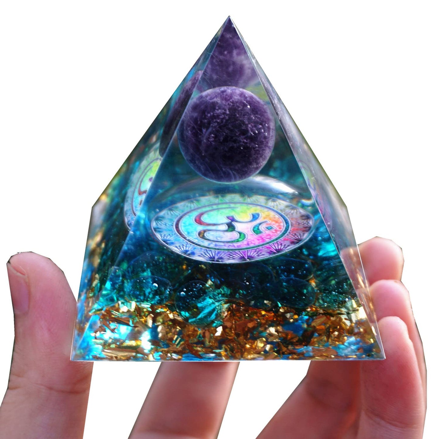Besorgone Orgonite Pyramid for Positive Energy Amethyst Sphere Chakra Orgone with Blue Quartz BesorgoneBuy Supplements Australia