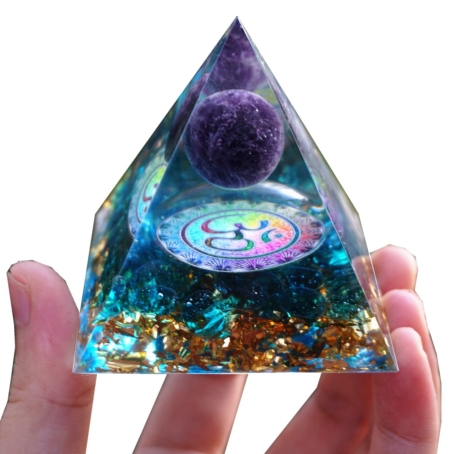 Besorgone Orgonite Pyramid for Positive Energy Amethyst Sphere Chakra Orgone with Blue Quartz BesorgoneBuy Supplements Australia