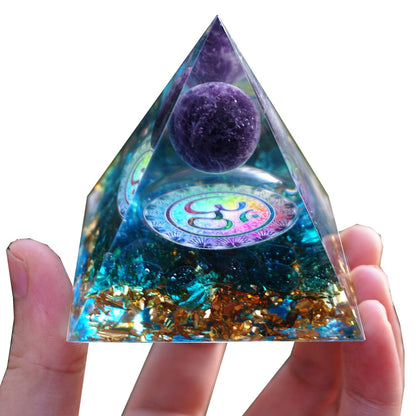 Besorgone Orgonite Pyramid for Positive Energy Amethyst Sphere Chakra Orgone with Blue Quartz BesorgoneBuy Supplements Australia