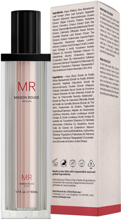 Maison Rouge Brightening Face Serum by Codeage - Glutathione Serum, Vitamin C, E, Hyaluronic Acid, Collagen - Radiance Enhancing - Parabens and Sulfates-Free - Refillable - All Skin Types - 1.7 fl oz CodeageBuy Supplements Australia