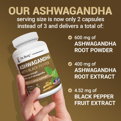 Dr. Berg Ashwagandha Capsules 1000mg - Includes Ashwagandha Root with Black Pepper from Bioperine - Ashwagandha Supplements 90 Capsules Dr. Berg NutritionalsBuy Supplements Australia