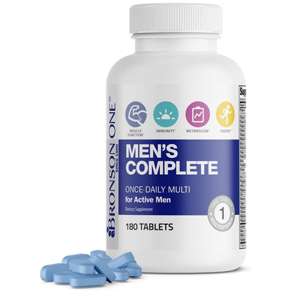 Bronson ONE Daily Men’s Complete Multivitamin Multimineral Once-Daily Multi for Active Men, 180 Tablets BronsonBuy Supplements Australia
