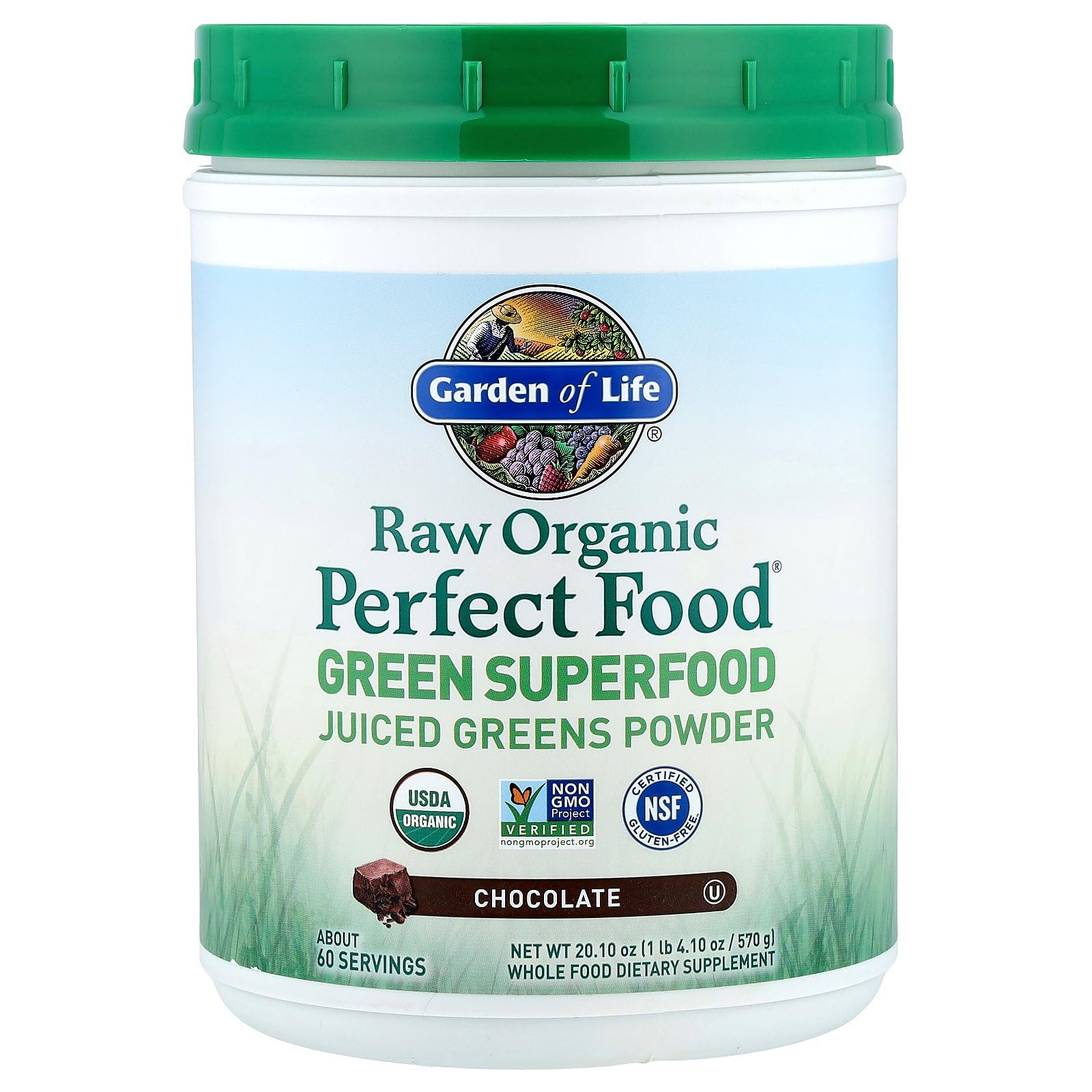 Garden of Life Raw Organic Perfect Food Green Superfood Juiced Greens Powder - Chocolate, 60 Servings, Non-GMO, Gluten Free, Vegan Whole Food Dietary Supplement Plus Probiotics, Enzymes Garden of LifeBuy Supplements Australia