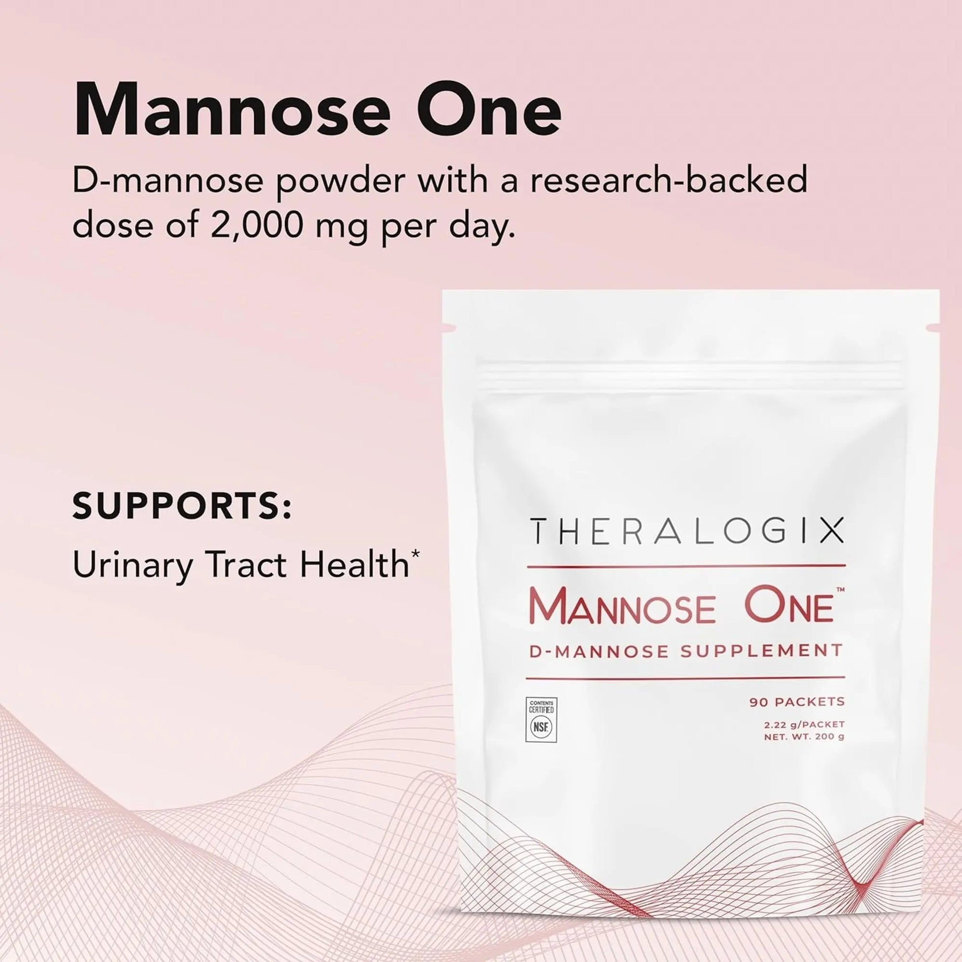 Theralogix Mannose One D-Mannose Powder - 90-Day Supply - Supports Urinary Tract Health with 2,000 mg D-Mannose* - NSF Certified - 90 Packets TheralogixBuy Supplements Australia