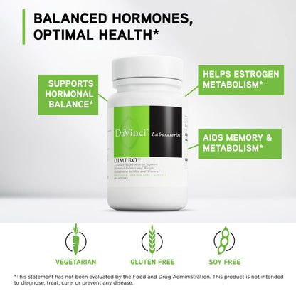DAVINCI Labs DimPro - Dietary Supplement to Support Hormonal Balance in Men & Women & Healthy Weight Management* - with Vitamin E and More - Vegetarian - Soy-Free - Gluten-Free - 60 Capsules DAVINCIBuy Supplements Australia