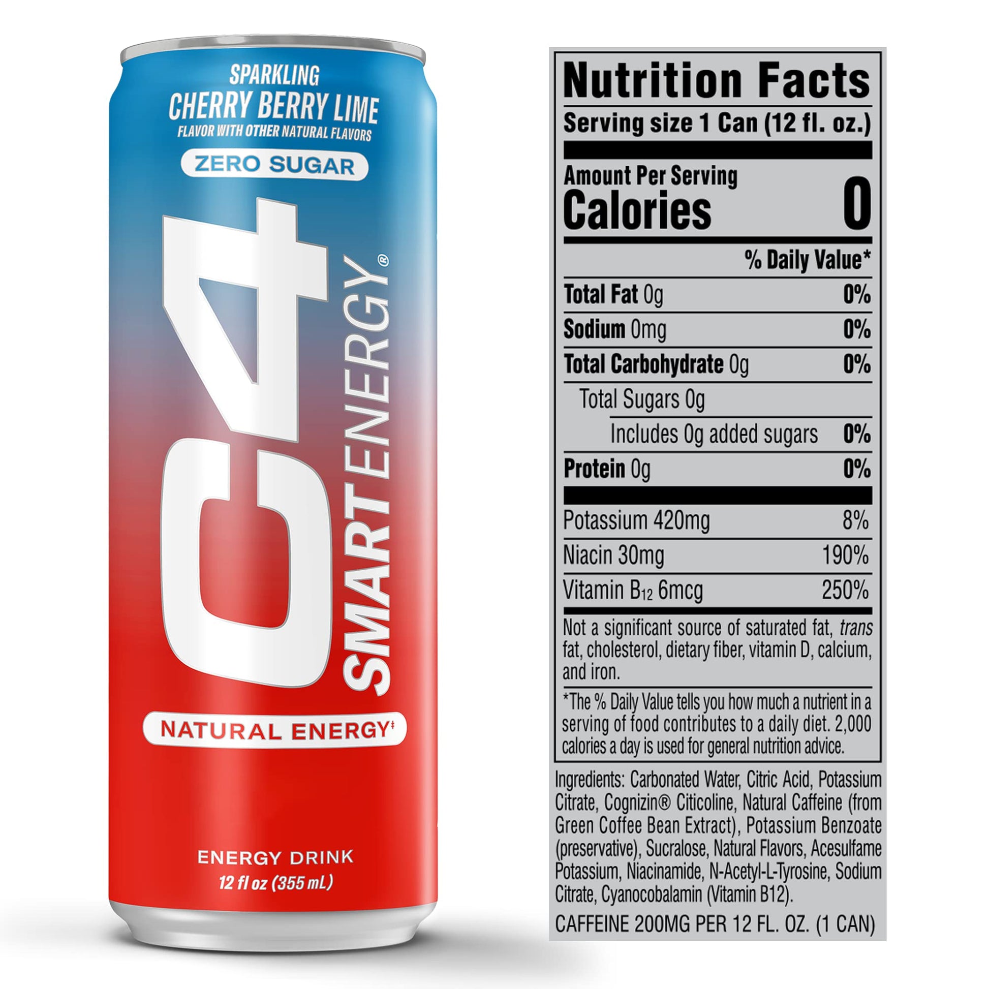 Cellucor C4 Smart Energy Drink - Sugar Free Performance Fuel & Nootropic Brain Booster, Coffee Substitute or Alternative | Cherry Berry Lime 12 Oz - 12 Pack C4Buy Supplements Australia