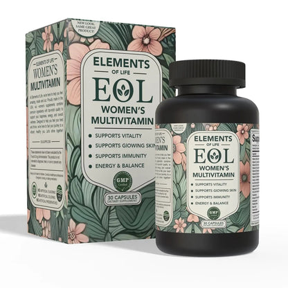 Elements of Life Multivitamin for Women – Daily Women’s Vitamins with MethyFolate, Organic Ingredients & Natural Supplements for Energy Elements of LIfe
