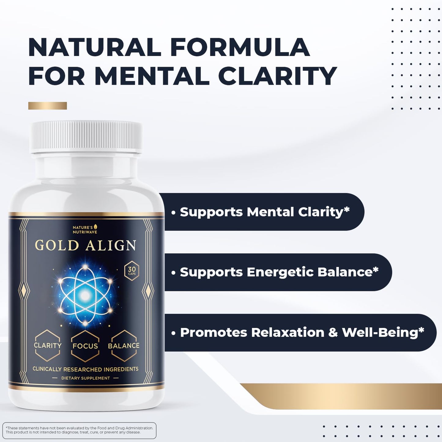 Gold Align - Holy Basil Capsules with Sage, Goldenseal, Monoatomic Gold - Herbal Supplement for Overall Health,100% Natural - Made in USA, Non-GMO, GMP-Certified - 30 Capsules, 1 Month Supply Nature’s NutriWaveBuy Supplements Australia