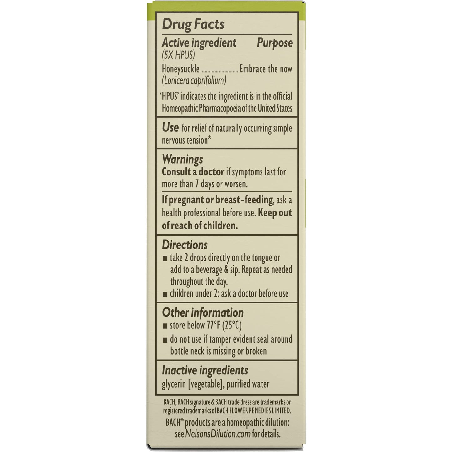 Bach Original Flower Remedies, Honeysuckle for Embracing The Now (Non-Alcohol Formula) BachBuy Supplements Australia