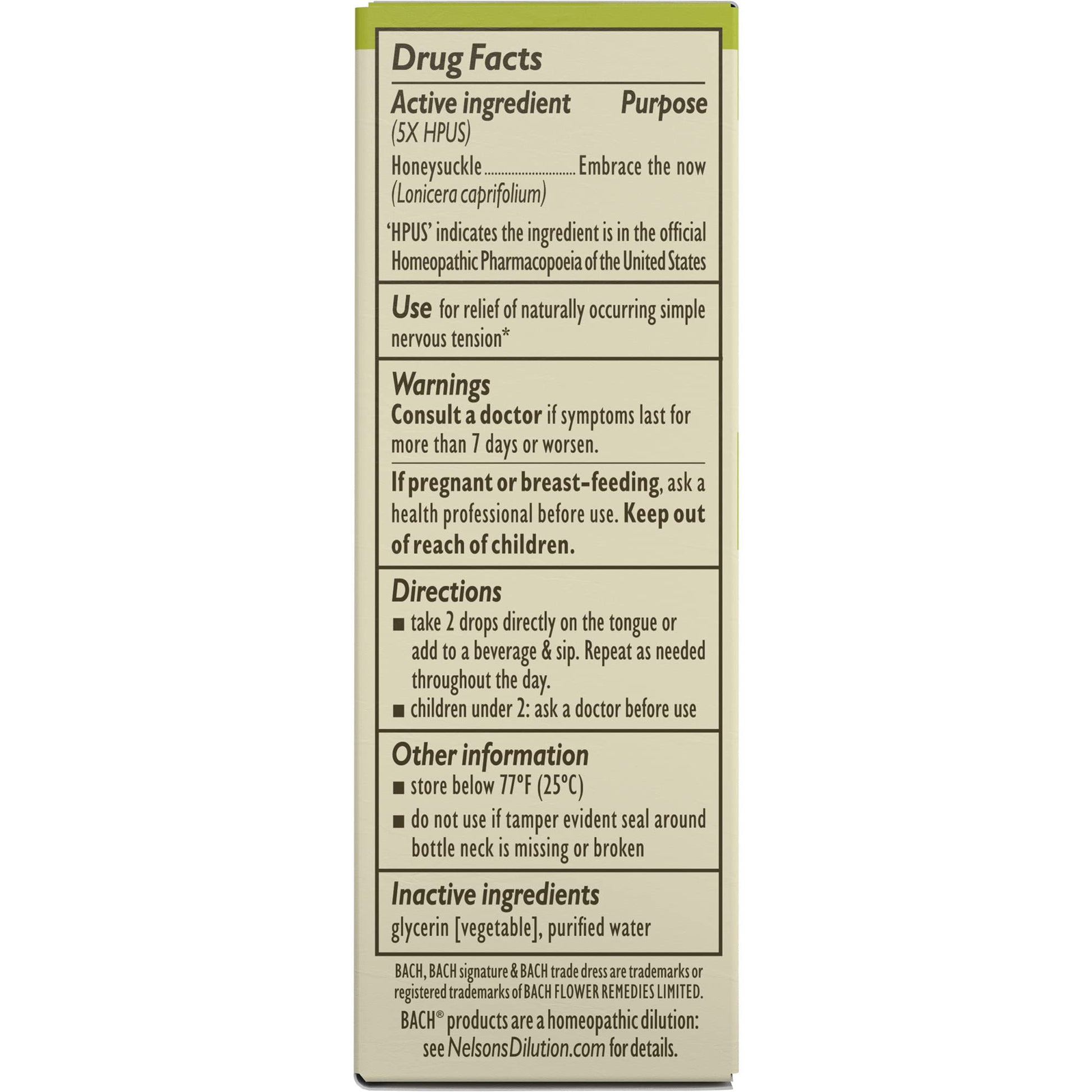 Bach Original Flower Remedies, Honeysuckle for Embracing The Now (Non-Alcohol Formula) BachBuy Supplements Australia