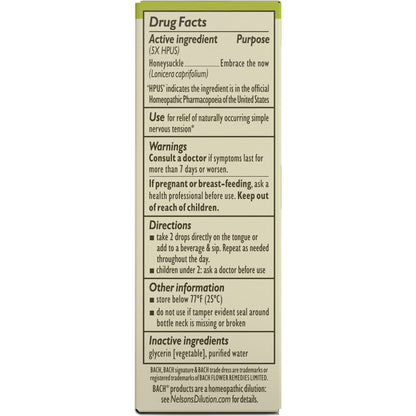 Bach Original Flower Remedies, Honeysuckle for Embracing The Now (Non-Alcohol Formula) BachBuy Supplements Australia