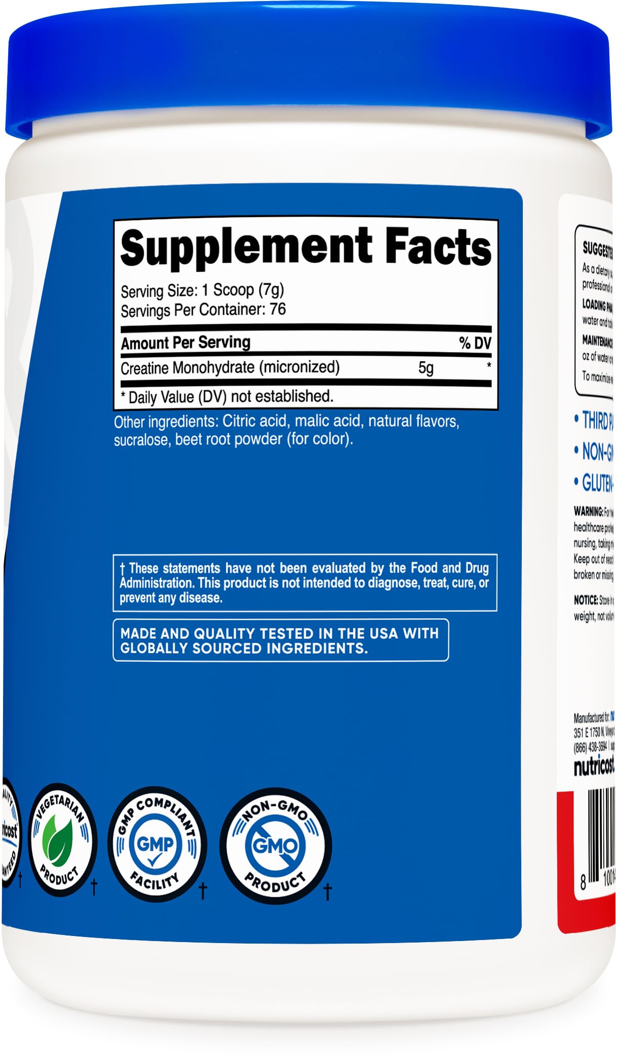 Nutricost Creatine Monohydrate Powder (Fruit Punch, 500 Gram) NutricostBuy Supplements Australia