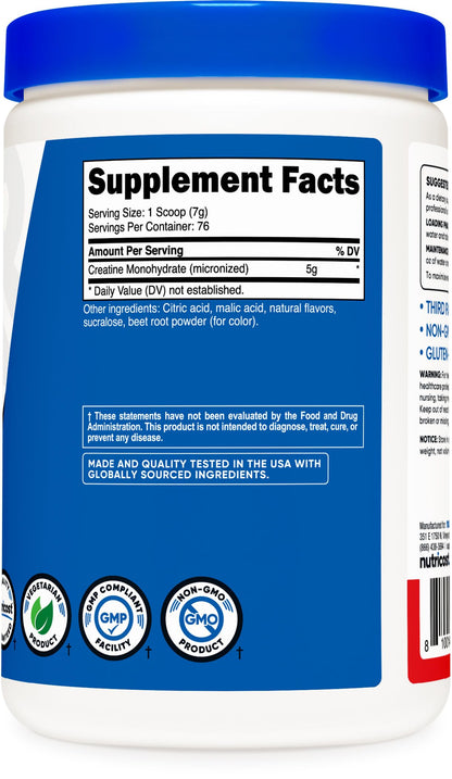 Nutricost Creatine Monohydrate Powder (Fruit Punch, 500 Gram) NutricostBuy Supplements Australia