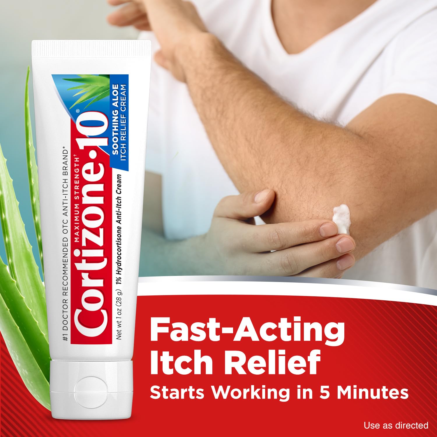 Cortizone-10 Maximum Strength Soothing Aloe Itch Relief Cream, 1% Hydrocortisone, Fast-Acting, Anti-Itch Cream for Bug Bites, Rash, Eczema, Psoriasis, Poison Ivy, Oak, Sumac & More, 1 oz Cortizone 10Buy Supplements Australia