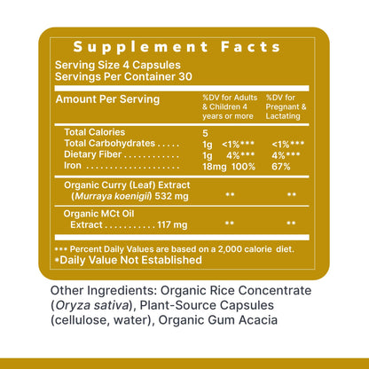 Premier Research Labs Phyto-Iron - Plant Based Iron for Men & Women for Blood Support, Curry Leaves Supplement, Iron Supplements, Non-Heme Iron, 18mg Iron Per Serving - 120 Vegetarian Capsules Premier Research LabsBuy Supplements Australia