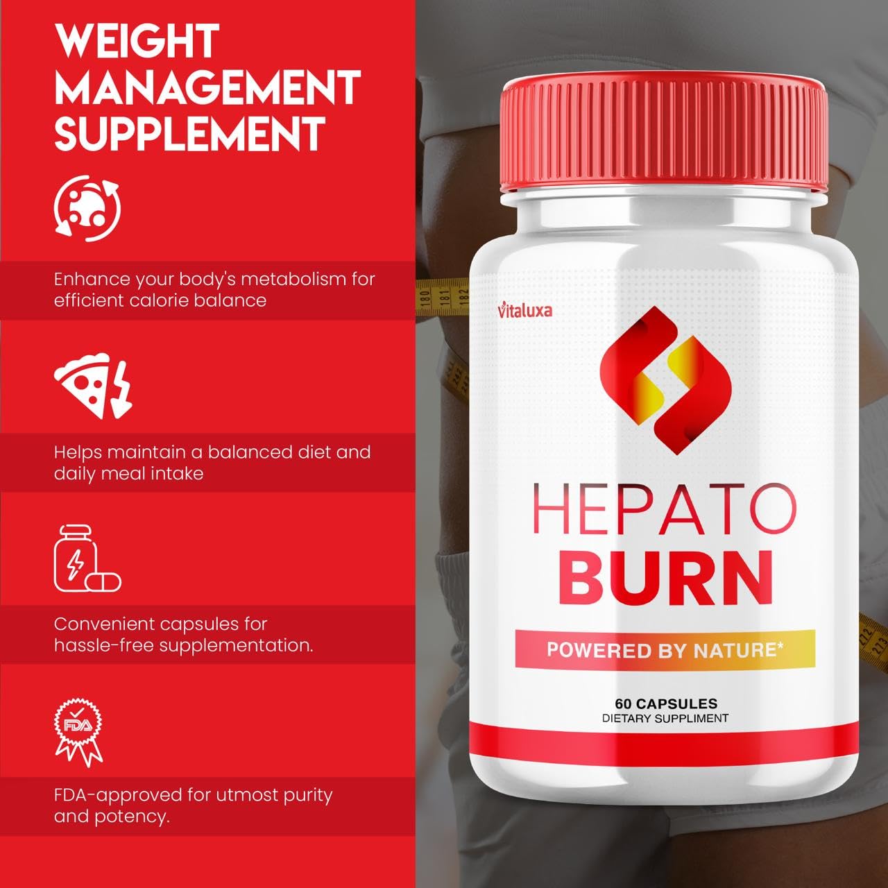 Hepato Burn Capsules - HepatoBurn Supplement Pills Advanced Formula Wait Premium Blend All Natural Loss Support for Men Women, Hepataburn Reviews Maximum Strength Burner Health Wellness (60 Capsules) VitaluxaBuy Supplements Australia