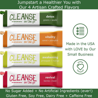 CLEANSE on the go - 3 Day Juice Cleanse - Just Add Water - 21 Powder Packets CLEANSE on the goBuy Supplements Australia
